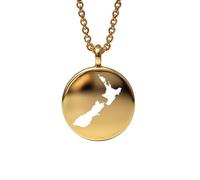 Pendentif carte de la Nouvelle-Zélande en argent sterling plaqué or 14 carats, forme ronde de 24 mm et épaisseur de 1,5 mm, breloque Terre, bijou de voyage délicat | Aventure | LKB_MAP_547