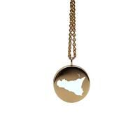 Pendentif carte de la Sicile en argent sterling plaqué or 14 carats, forme ronde de 24 mm et épaisseur de 1,5 mm, breloque Terre, bijou de voyage délicat | Médaillon gravé Aventure | LKB_MAP_319