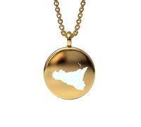 Pendentif carte de la Sicile en argent sterling plaqué or 14 carats, forme ronde de 24 mm et épaisseur de 1,5 mm, breloque Terre, bijou de voyage délicat | Médaillon gravé Aventure | LKB_MAP_583