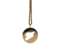 Pendentif carte de la Syrie en argent sterling plaqué or 14 carats, forme ronde de 24 mm et épaisseur de 1,5 mm, breloque Terre, bijou de voyage délicat | Médaillon gravé Aventure | LKB_MAP_331