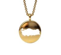 Pendentif carte de la Turquie en argent sterling plaqué or 14 carats, forme ronde de 24 mm et épaisseur de 1,5 mm, breloque Terre, bijou de voyage délicat | Médaillon gravé Aventure | LKB_MAP_586