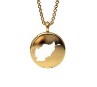 Pendentif carte de l'Afghanistan en argent sterling plaqué or 14 carats, forme ronde de 24 mm et épaisseur de 1,5 mm, breloque Terre, bijou de voyage délicat | Médaillon gravé Aventure | LKB_MAP_617