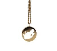 Pendentif carte de l'Afrique du Sud en argent sterling plaqué or 14 carats, forme ronde de 24 mm et épaisseur de 1,5 mm, breloque Terre, bijou de voyage délicat | Aventure | LKB_MAP_339