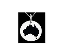 Pendentif carte de l'Australie en argent sterling 925 massif, forme ronde de 24 mm et épaisseur de 1,5 mm, breloque Terre, bijou de voyage délicat | Médaillon gravé Aventure | LKB_MAP_086