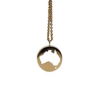 Pendentif carte de l'Australie en argent sterling plaqué or 14 carats, forme ronde de 24 mm et épaisseur de 1,5 mm, breloque Terre, bijou de voyage délicat | Médaillon gravé Aventure | LKB_MAP_297