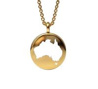Pendentif carte de l'Australie en argent sterling plaqué or 14 carats, forme ronde de 24 mm et épaisseur de 1,5 mm, breloque Terre, bijou de voyage délicat | Médaillon gravé Aventure | LKB_MAP_625