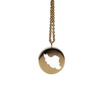 Pendentif carte de l'Iran en argent sterling plaqué or 14 carats, forme ronde de 24 mm et épaisseur de 1,5 mm, breloque Terre, bijou de voyage délicat | Médaillon gravé Aventure | LKB_MAP_428