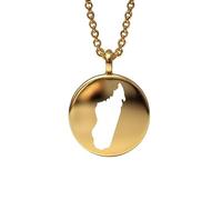 Pendentif carte de Madagascar en argent sterling plaqué or 14 carats, forme ronde de 24 mm et épaisseur de 1,5 mm, breloque Terre, bijou de voyage délicat | Médaillon gravé Aventure | LKB_MAP_570