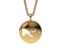 Pendentif carte de Papouasie-Nouvelle-Guinée en argent sterling plaqué or 14 carats, forme ronde de 24 mm et épaisseur de 1,5 mm, breloque Terre, bijou de voyage délicat | Aventure | LKB_MAP_533