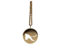 Pendentif carte de Papouasie-Nouvelle-Guinée en argent sterling plaqué or 14 carats, forme ronde de 24 mm et épaisseur de 1,5 mm, breloque Terre, bijou de voyage délicat | Aventure | LKB_MAP_369