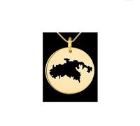 Pendentif carte de Saint-Jean en argent sterling plaqué or 14 carats, forme ronde de 24 mm et épaisseur de 1,5 mm, breloque Terre, bijou de voyage délicat | Médaillon gravé Aventure | LKB_MAP_271