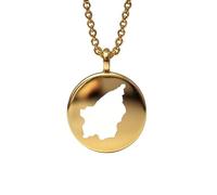 Pendentif carte de Saint-Marin en argent sterling plaqué or 14 carats, forme ronde de 24 mm et épaisseur de 1,5 mm, breloque Terre, bijou de voyage délicat | Médaillon gravé Aventure | LKB_MAP_643