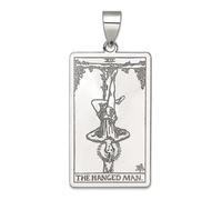 Pendentif carte de tarot The Hanged Man en argent sterling 925 de 16,8 mm pour femme