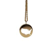 Pendentif carte des États-Unis en argent sterling plaqué or 14 carats, forme ronde de 24 mm et épaisseur de 1,5 mm, breloque Terre, bijou de voyage délicat | Médaillon gravé Aventure | LKB_MAP_279