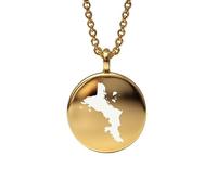 Pendentif carte des Seychelles en argent sterling plaqué or 14 carats, forme ronde de 24 mm et épaisseur de 1,5 mm, breloque Terre, bijou de voyage délicat | Médaillon gravé Aventure | LKB_MAP_610