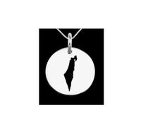 Pendentif carte d'Israël en argent sterling 925 massif, forme ronde de 24 mm et épaisseur de 1,5 mm, breloque Terre, bijou de voyage délicat | Médaillon gravé Aventure | LKB_MAP_122