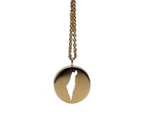 Pendentif carte d'Israël en argent sterling plaqué or 14 carats, forme ronde de 24 mm et épaisseur de 1,5 mm, breloque Terre, bijou de voyage délicat | Médaillon gravé Aventure | LKB_MAP_425