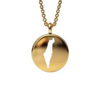 Pendentif carte d'Israël en argent sterling plaqué or 14 carats, forme ronde de 24 mm et épaisseur de 1,5 mm, breloque Terre, bijou de voyage délicat | Médaillon gravé Aventure | LKB_MAP_492