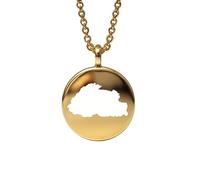 Pendentif carte du Bhoutan en argent sterling plaqué or 14 carats, forme ronde de 24 mm et épaisseur de 1,5 mm, breloque Terre, bijou de voyage délicat | Médaillon gravé Aventure | LKB_MAP_638