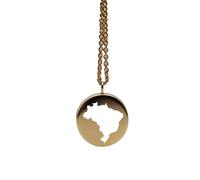 Pendentif carte du Brésil en argent sterling plaqué or 14 carats, forme ronde de 24 mm et épaisseur de 1,5 mm, breloque Terre, bijou de voyage délicat | Médaillon gravé Aventure | LKB_MAP_282