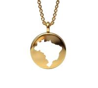 Pendentif carte du Brésil en argent sterling plaqué or 14 carats, forme ronde de 24 mm et épaisseur de 1,5 mm, breloque Terre, bijou de voyage délicat | Médaillon gravé Aventure | LKB_MAP_668