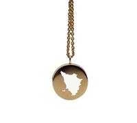 Pendentif carte du Grand-Duché de Toscane en argent sterling plaqué or 14 carats, forme ronde de 24 mm et épaisseur de 1,5 mm, breloque Terre, bijou de voyage délicat | Aventure | LKB_MAP_445
