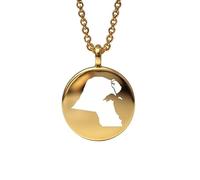 Pendentif carte du Koweït en argent sterling plaqué or 14 carats, forme ronde de 24 mm et épaisseur de 1,5 mm, breloque Terre, bijou de voyage délicat | Médaillon gravé Aventure | LKB_MAP_481