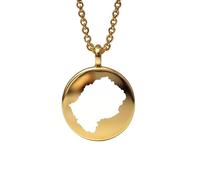 Pendentif carte du Lesotho en argent sterling plaqué or 14 carats, forme ronde de 24 mm et épaisseur de 1,5 mm, breloque Terre, bijou de voyage délicat | Médaillon gravé Aventure | LKB_MAP_575