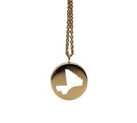 Pendentif carte du Mali en argent sterling plaqué or 14 carats, forme ronde de 24 mm et épaisseur de 1,5 mm, breloque Terre, bijou de voyage délicat | Médaillon gravé Aventure | LKB_MAP_400