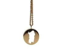 Pendentif carte du Piémont-Sardaigne en argent sterling plaqué or 14 carats, forme ronde de 24 mm et épaisseur de 1,5 mm, breloque Terre, bijou de voyage délicat | Aventure | LKB_MAP_365