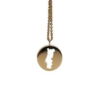 Pendentif carte du Portugal en argent sterling plaqué or 14 carats, forme ronde de 24 mm et épaisseur de 1,5 mm, breloque Terre, bijou de voyage délicat | Médaillon gravé Aventure | LKB_MAP_363