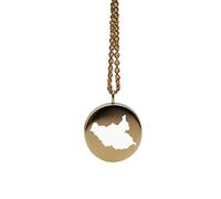 Pendentif carte du Soudan du Sud en argent sterling plaqué or 14 carats, forme ronde de 24 mm et épaisseur de 1,5 mm, breloque Terre, bijou de voyage délicat | Médaillon gravé Aventure | LKB_MAP_338
