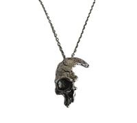 Pendentif Cassé Endommagé Demi Visage Crâne Pendentif Collier Mode Homme Biker Rock Punk Bijoux Antique Couleur Argent Bijoux cotillons