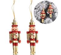 Pendentif Casse-Noisette FaJoek 2 Pcs Décoration de Noël Casse-Noisette, Casse Noisette en Noel, Figurines de soldat Casse-Noisette, Soldat Casse-Noisette de Noël, Pendentif d'arbre de Noël (Or Rouge)