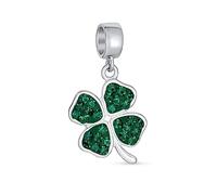 Pendentif Celtique Lucky Good Luck Leaf Green Cristal Trèfle Irish Clover Pendre Charm Pour Femmes .925 Argent Sterling
