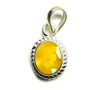 Pendentif Ceylone naturel non chauffé 9 carats avec saphir jaune (pierre Pukhraj) Plaqué de qualité certifiée par laboratoire (Top Aaa +) Qualité pour homme et femme - B0CW3HR4-DNM