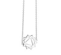 Pendentif Chakra du Plexus Solaire en Argent 925 Jaune sur chaîne gourmette de 43,2 cm - Collier Mandala en Argent Sterling avec découpe ajourée - Bijoux en oxyde de Zirconium - Cadeau de Yoga