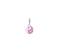 Pendentif Charm Rose Yin & Yang avec Pierres Argent