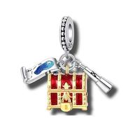 Pendentif charme coffre au trésor pirate carte au trésor jumelles - Argent sterling 925 avec émail - Collection Aventures & explorateurs - Bracelet à breloques Bijoux
