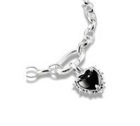 Pendentif Charme Cœur Vintage Noir Connecter Argent