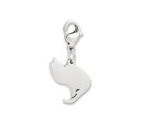 Pendentif Charms chat mit fermoir mousqueton | Pendentif argenté en acier inoxydable 316L | Charm pour bracelet à breloques en argent | Résistant à l’eau & hypoallergénique