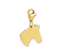 Pendentif Charms cheval mit fermoir mousqueton | Pendentif doré en acier inoxydable 316L | Charm pour bracelet à breloques en or 18K | Résistant à l’eau & hypoallergénique