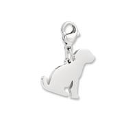 Pendentif Charms chien mit fermoir mousqueton | Pendentif argenté en acier inoxydable 316L | Charm pour bracelet à breloques en argent | Résistant à l’eau & hypoallergénique