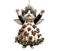 Pendentif Chat Arbre de Noël, décoration Pendentif Chat de Noël - décoration Acrylique Portable Mignon Chat - Pendentif Sac Ornement pour Vue arrière pour Voiture Amoureux des âmes