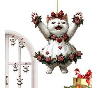 Pendentif Chat en Acrylique pour Noël - Ornement de Sapin de Noël avec Décor de Chat | Idée Cadeau de Noël pour Femmes et Enfant, Accessoire de Décoration Saisonnière
