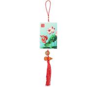 Pendentif Chinois Lotus en Bois, Pièce Monnaie, Blanc, Décor