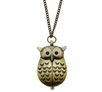 Pendentif chouette avec chaîne et montre intégrée Cuivre/or