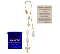 Pendentif chrétien pour rétroviseur, attrape-soleil pour foi et protection | Décoration de voiture pour femme, faite main et bénie en Terre Sainte, avec pochette cadeau et certificat d’authenticité.