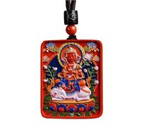 Pendentif cinabre bouddhiste en cinabre fait à la main, amulette Feng Shui peinte, bijou de protection spirituelle pour homme et femme (dragon et serpent)