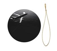 Pendentif circulaire en céramique Motif avion volant au-dessus de la mer Diamètre 7,3 cm